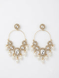 Noor earrings — chandbali with clear stones and pearl clusters