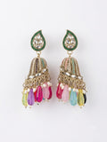 Phulkari earrings — multicolour jhumka with glass drops