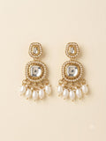 Roshni earrings — kundan-style drop with oval pearls